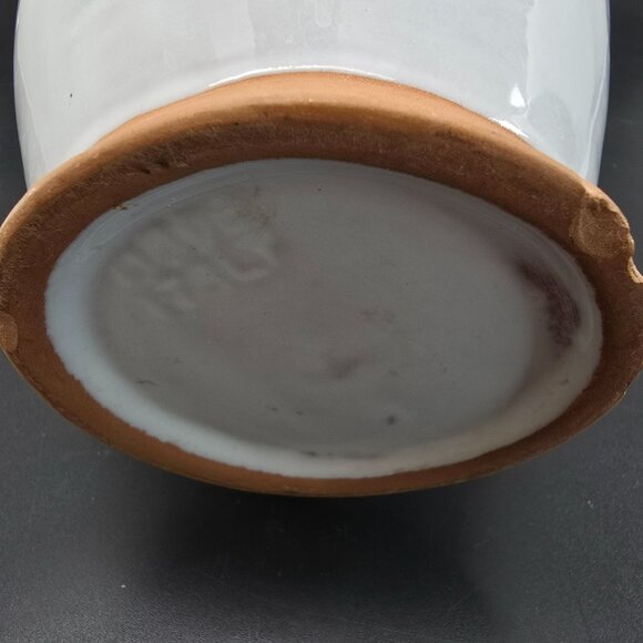 Vintage Italian Large White Ceramic Pitcher Vase With Natural Handle Base CM2115 - Picture 3 of 9